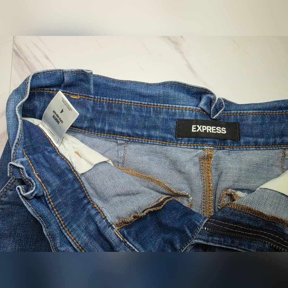 Express Dark Blue Denim Jean Shorts